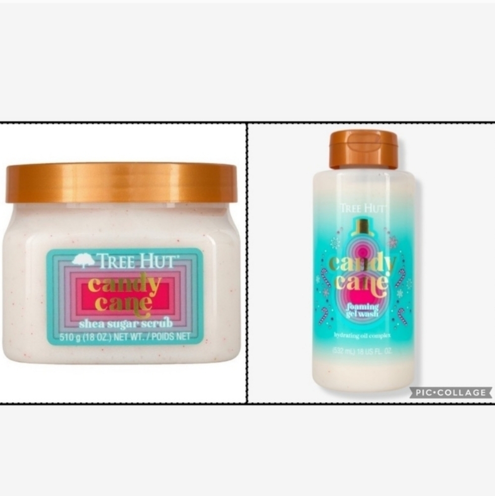 TREE HUT CANDY CANE SUGAR SCRUB & FOAMING GEL WASH - LIMITED EDITION - NEW!